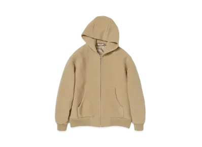 AURALEE Double Cloth Heavy Wool Pile Zip Hoodie "Beige"