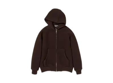 AURALEE Double Cloth Heavy Wool Pile Zip Hoodie "Dark Brown"