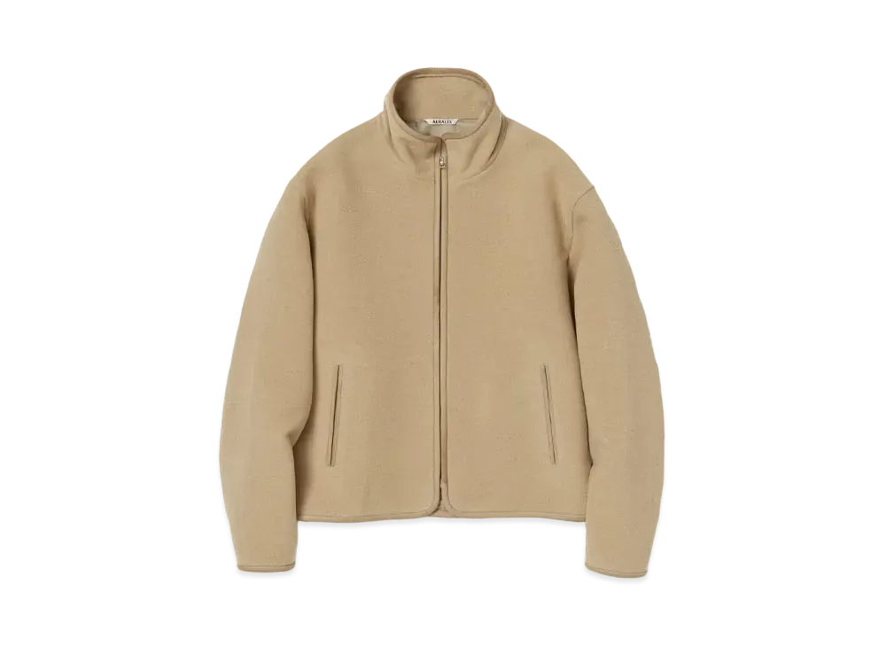 AURALEE Double Cloth Heavy Wool Pile Zip Blouson "Beige"