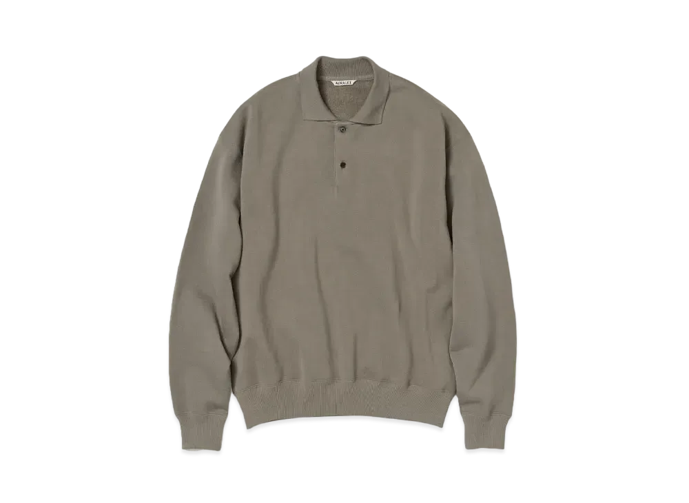 AURALEE Smooth Soft Sweat Polo "Olive Brown"