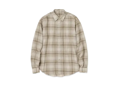 AURALEE Airy Wool Check Shirt "Yellow Gray"