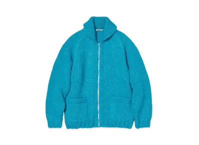 AURALEE Silk Wool Hand Knit Cowichan "Aqua Blue"