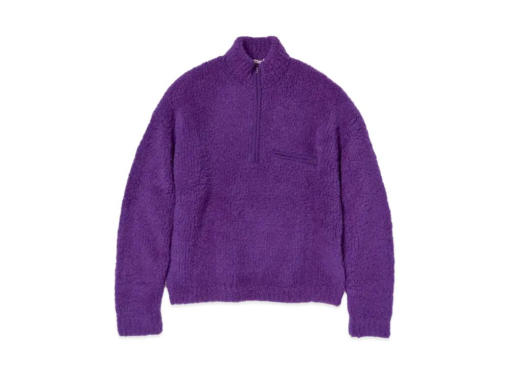 AURALEE Merino Wool Boa Knit Half Zip P/O "Purple"