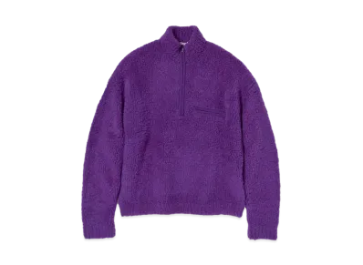 AURALEE Merino Wool Boa Knit Half Zip P/O "Purple"