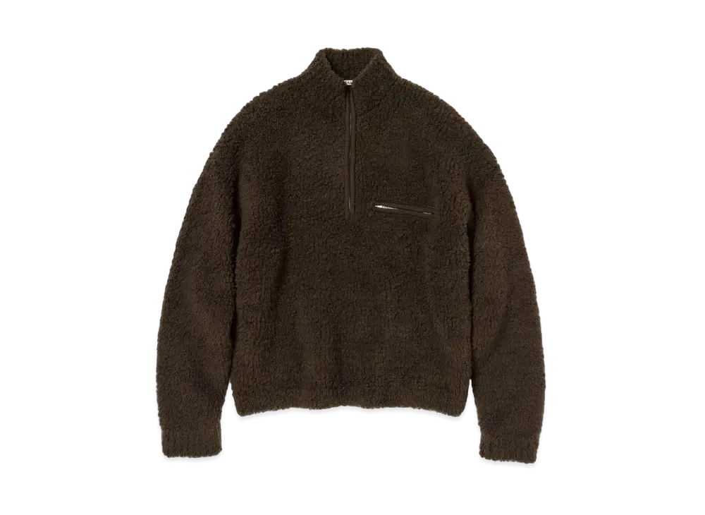 AURALEE Merino Wool Boa Knit Half Zip P/O "Dark Brown"