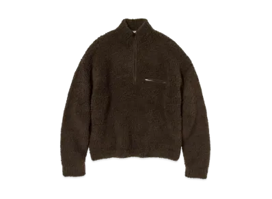 AURALEE Merino Wool Boa Knit Half Zip P/O "Dark Brown"