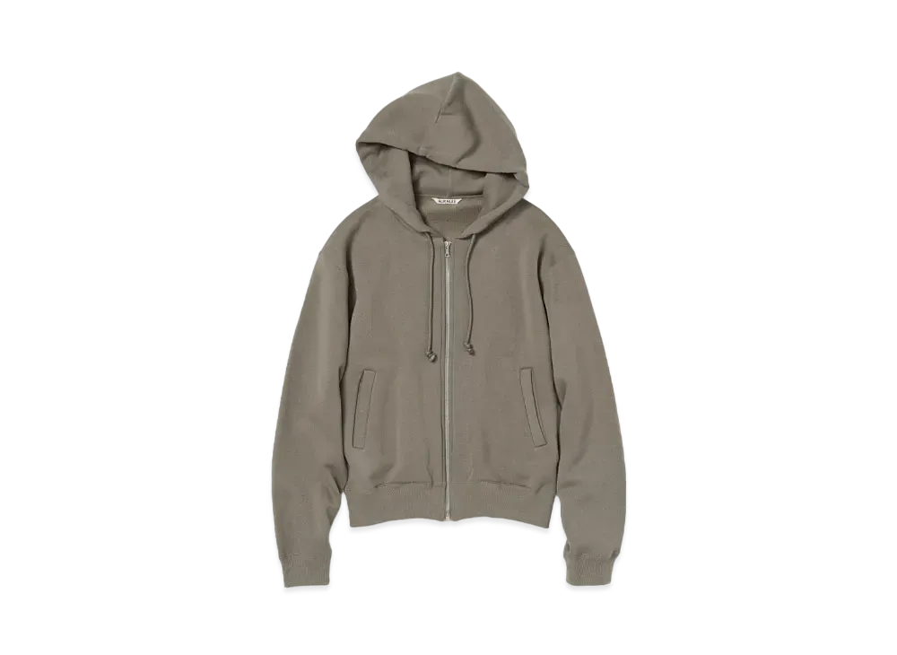 AURALEE Smooth Soft Sweat Zip Parka "Olive Brown"