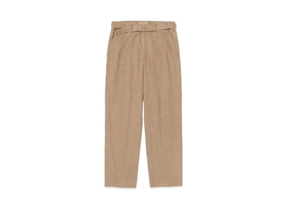 AURALEE Washed Organic Canvas Belted Pants "Light Brown"