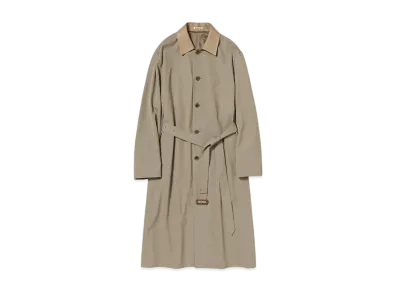 AURALEE Light Wool Max Gabardine Chambray Soutein Collar Coat "Khaki Beige Chambray"