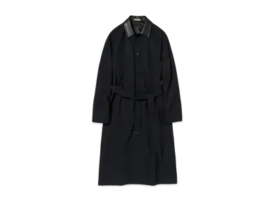 AURALEE Light Wool Max Gabardine Chambray Soutein Collar Coat "Top Black"
