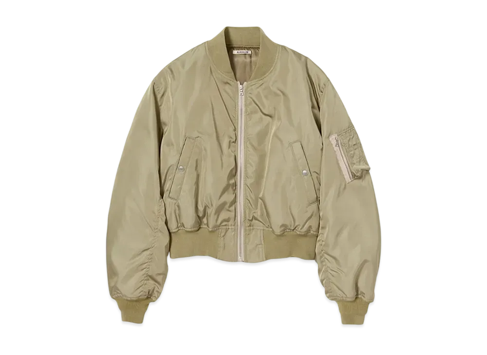 AURALEE High Density Silk Twill Flight Blouson "Khaki Beige"