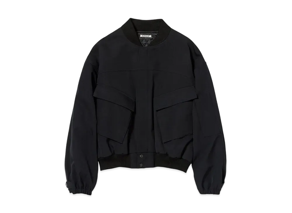 AURALEE Light Wool Max Gabardine Chambray Padded Flight Blouson "Top Black"
