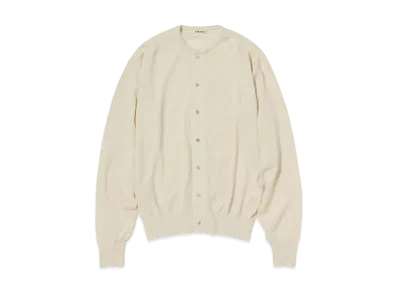 AURALEE Hard Twist Cashmere Knit Cardigan "Ivory White"