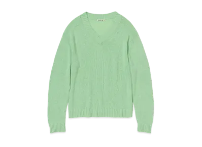 AURALEE Summer Cashmere Knit V-Neck P/O "Light Green"