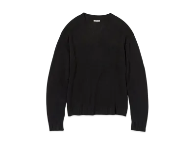 AURALEE Summer Cashmere Knit V-Neck P/O "Black"