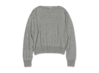 AURALEE Super Fine Cashmere Silk Knit Boat Neck P/O "Top Gray"