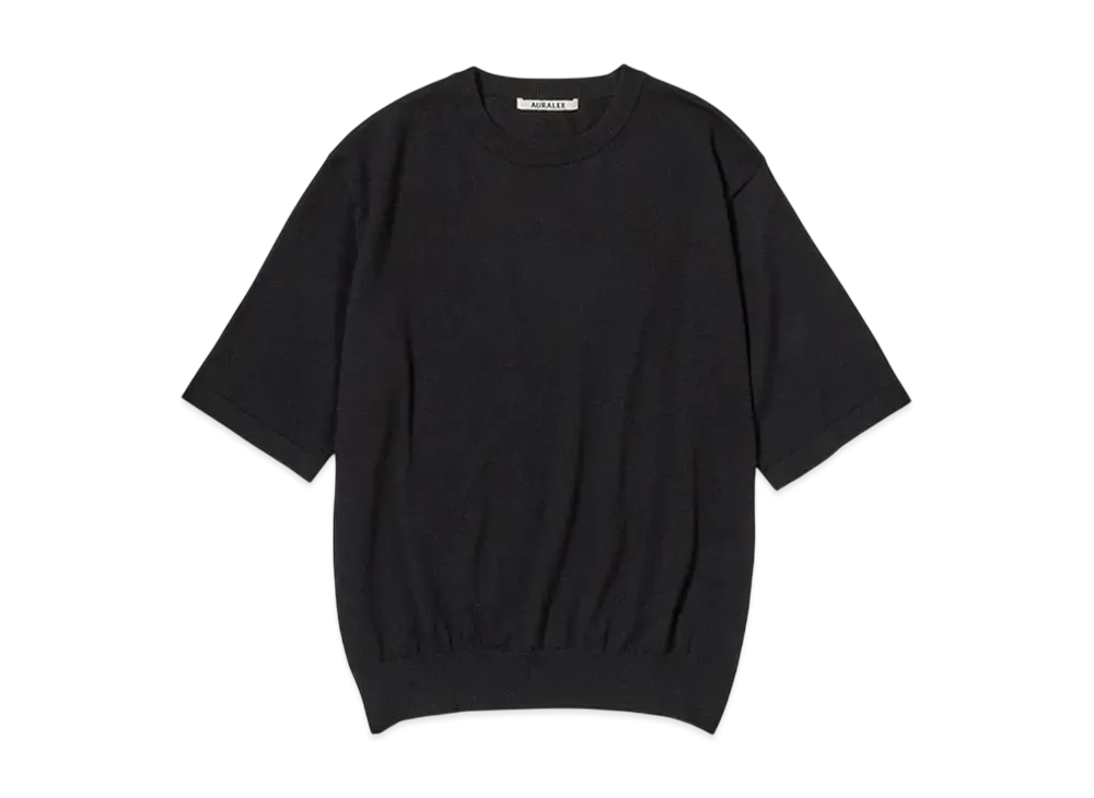 AURALEE Hard Twist Cashmere Knit Tee "Black"