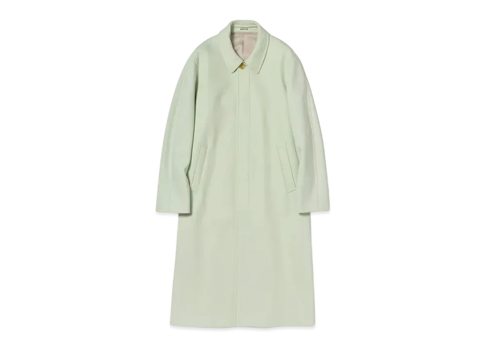 AURALEE Sponge Wool Twill Soutein Collar Coat "Pale Green"