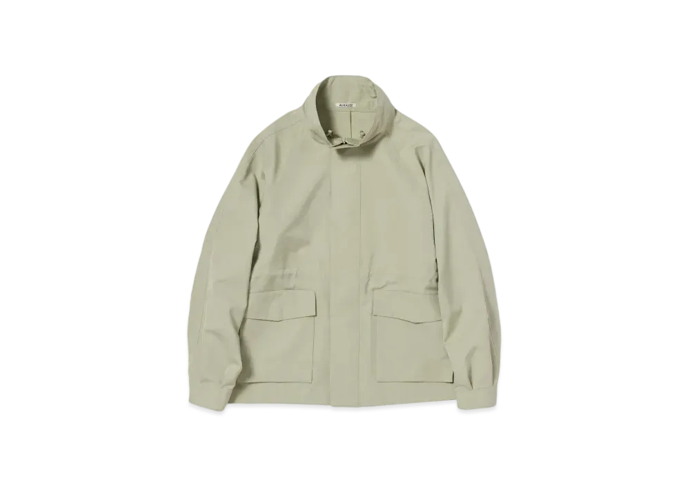 オーラリー ウール マックス キャンバス ハイ ネック ジップ ブルゾン "ペイル オリーブ"