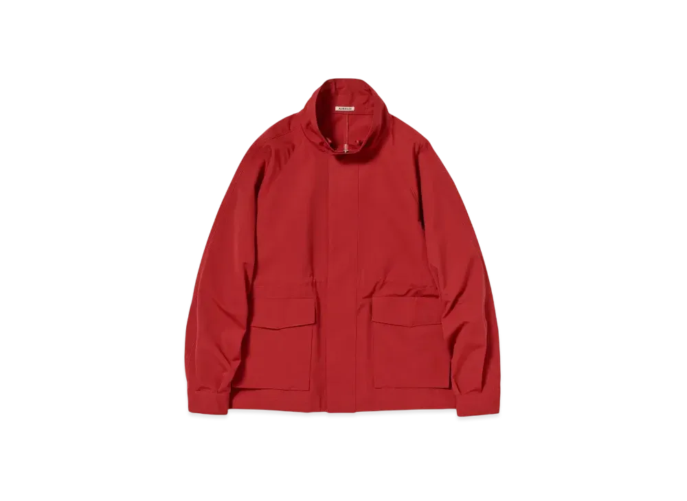 AURALEE Wool Max Canvas High Neck Zip Blouson "Red"