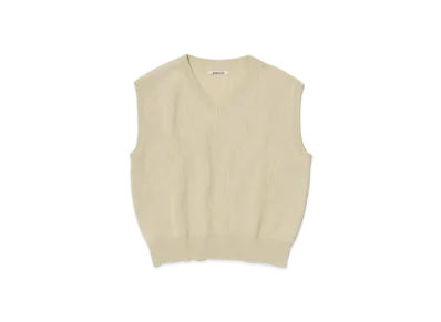 AURALEE Flat Yarn Rib Knit Vest "Ivory"
