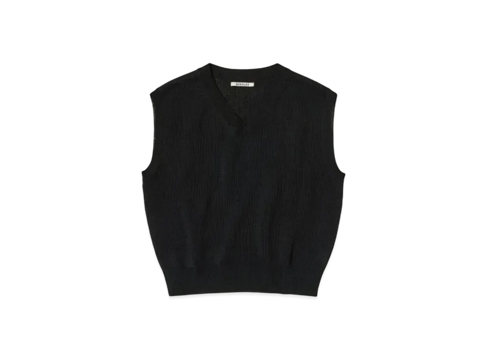 AURALEE Flat Yarn Rib Knit Vest "Black"