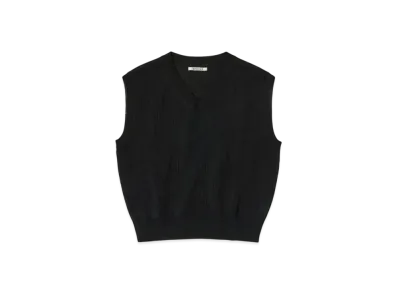 AURALEE Flat Yarn Rib Knit Vest "Black"
