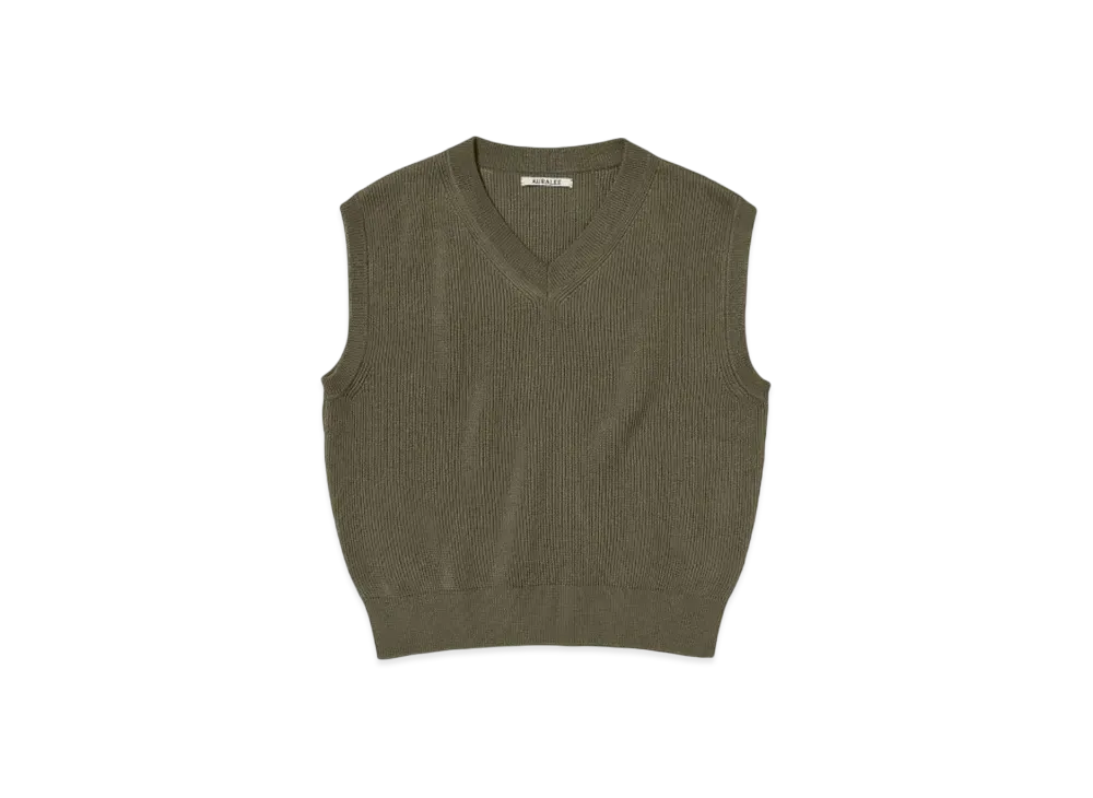 AURALEE Flat Yarn Rib Knit Vest 