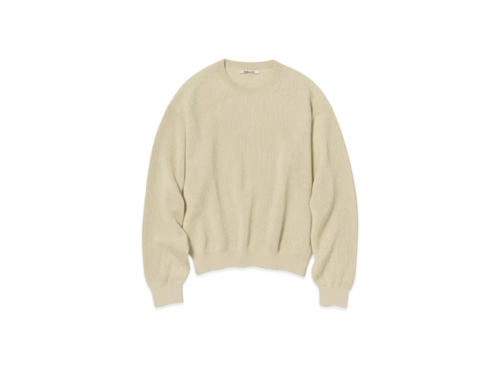 AURALEE Flat Yarn Rib Knit P/O "Ivory"