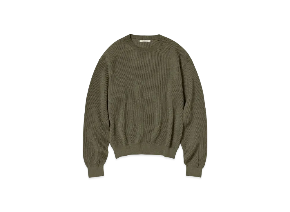 AURALEE Flat Yarn Rib Knit P/O "Khaki"