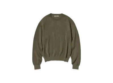 AURALEE Flat Yarn Rib Knit P/O "Khaki"