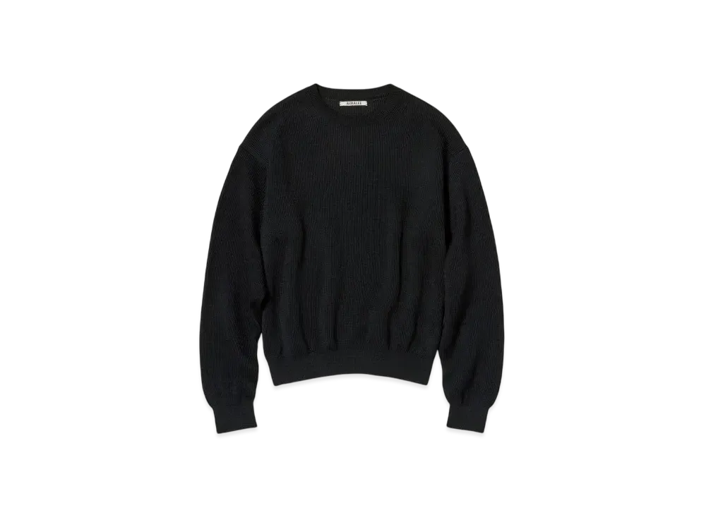 AURALEE Flat Yarn Rib Knit P/O "Black"