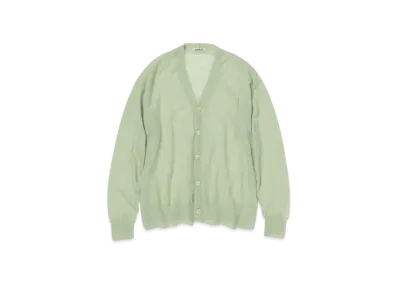 AURALEE Kid Mohair Sheer Knit Cardigan "Pale Green"