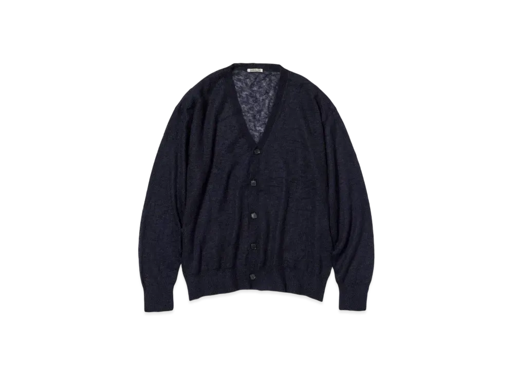 AURALEE Kid Mohair Sheer Knit Cardigan "Navy"