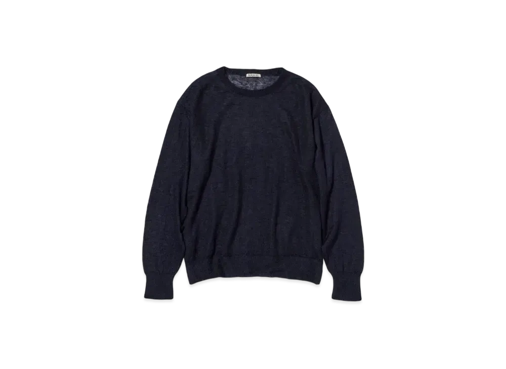 AURALEE Kid Mohair Sheer Knit P/O "Navy"