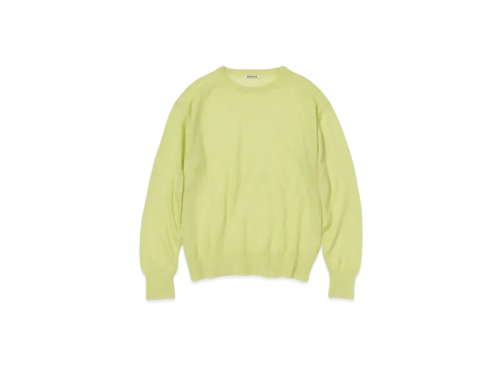 AURALEE Kid Mohair Sheer Knit P/O "Lime Yellow"