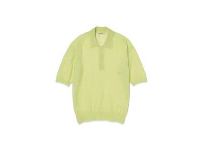 AURALEE Kid Mohair Sheer Knit Polo "Lime Yellow"