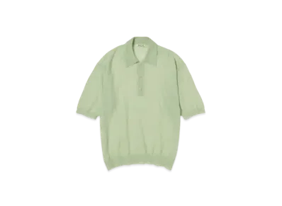 AURALEE Kid Mohair Sheer Knit Polo "Pale Green"