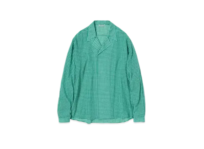 AURALEE Airy Light Cotton Check P/O Shirt "Green"