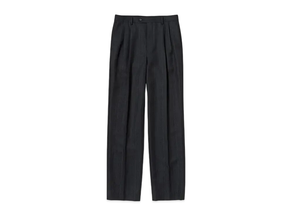 AURALEE Bluefaced Wool Two-Tuck Slacks "Navy"