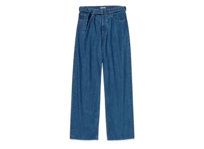 AURALEE Selvedge Light Oz Denim Belted Pants "Washed Indigo"