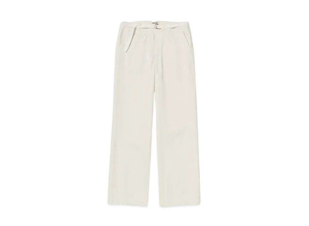 AURALEE Washed Finx Chino Belted Pants "White"