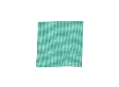 AURALEE Airy Light Cotton Check Scarf "Green"