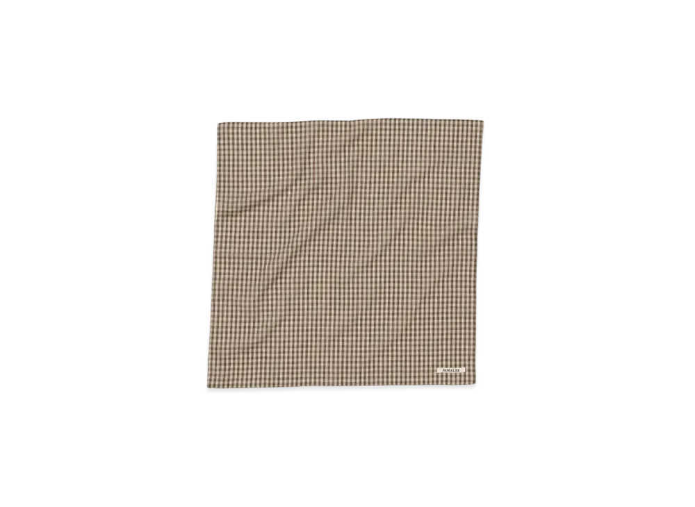 AURALEE Airy Light Cotton Check Scarf "Brown"
