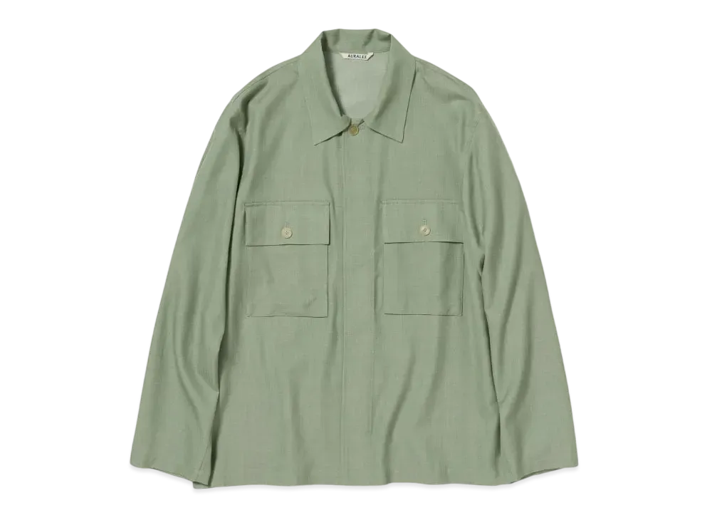 AURALEE Wool Herringbone Over Shirt "Olive"