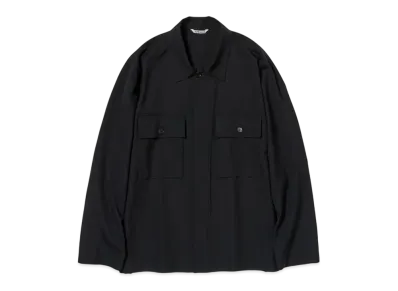 AURALEE Wool Herringbone Over Shirt "Black"