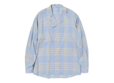 AURALEE Washed Finx Typewriter Check P/O Shirt "Light Blue"