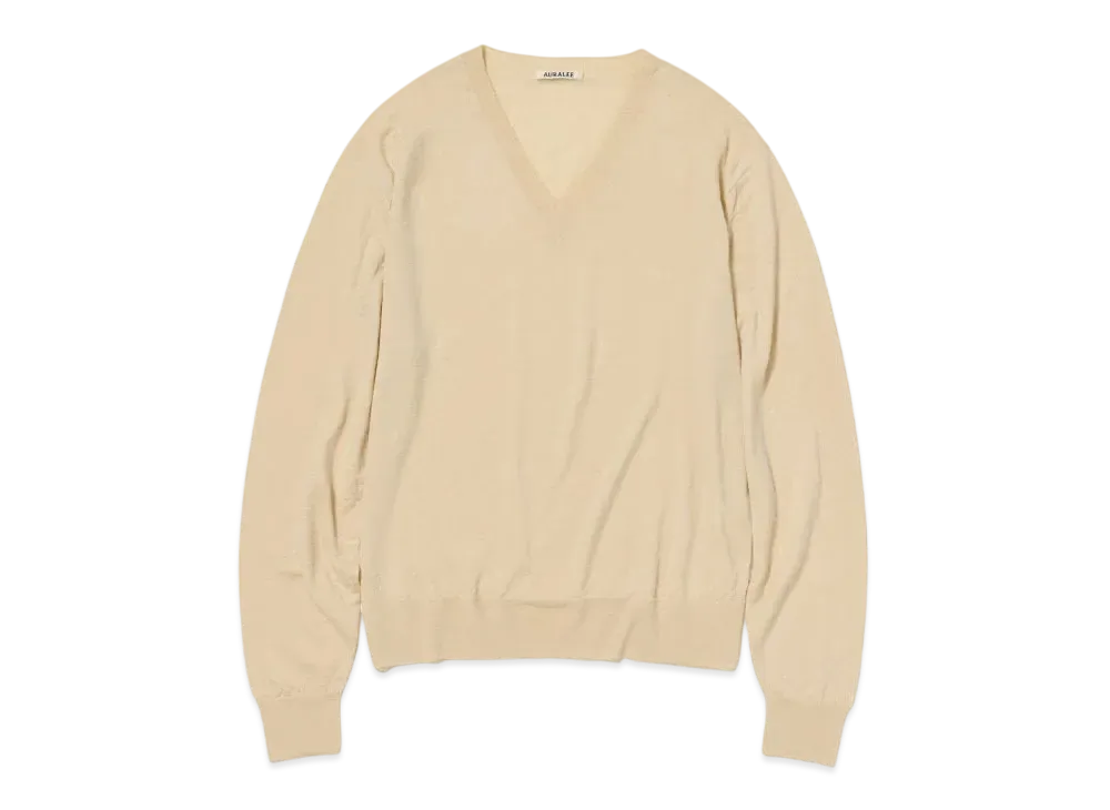 AURALEE Product Dyed Wool Knit V-Neck P/O 