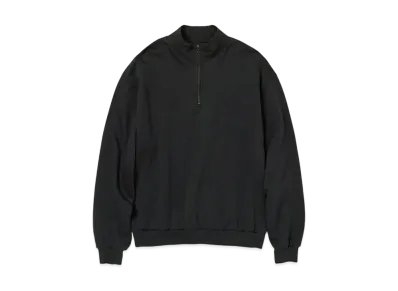 AURALEE Elastic High Gauge Sweat Half Zip P/O "Black"