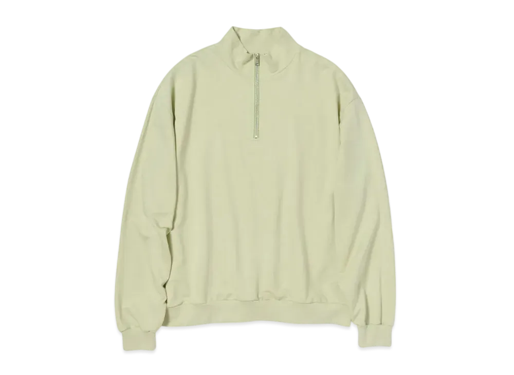 AURALEE Elastic High Gauge Sweat Half Zip P/O "Pistachio"